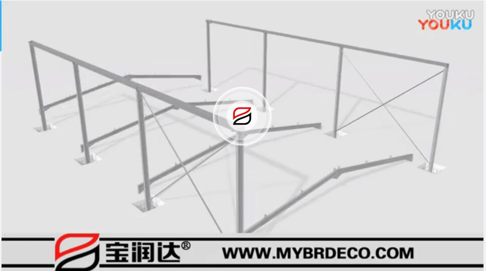 宝润达-厂房钢结构框架安装搭建动画演示